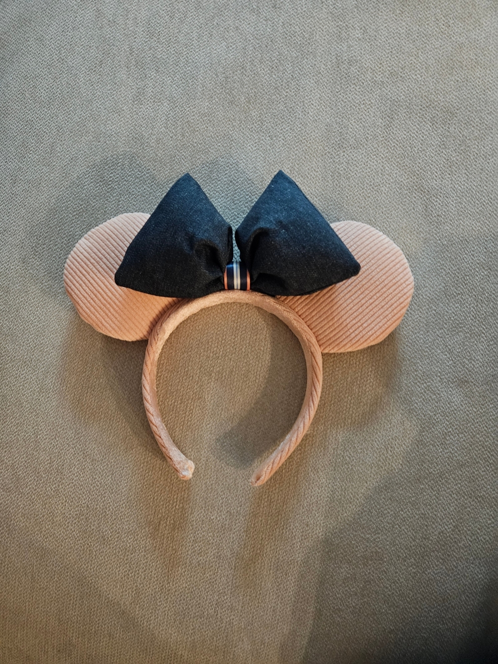 Disney Pink Corduroy Ear Headband with Blue Bow